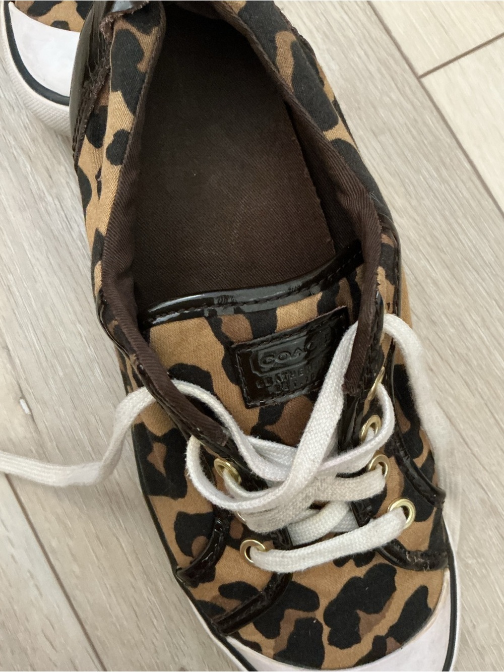 Coach Leopard Print Low-Top Sneakers in Brown and Black - Picture 5 of 6